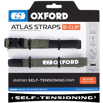 

OXFORD zavazadlové popruhy Atlas B-Clip, 2 ks, 17 mm × 2 m, zelené