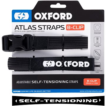 

OXFORD zavazadlové popruhy Atlas B-Clip, 2 ks, 26 mm × 1,2 m, černé