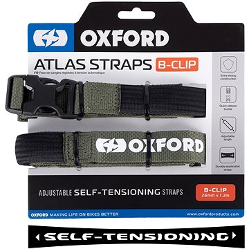 

OXFORD zavazadlové popruhy Atlas B-Clip, 2 ks, 26 mm × 1,2 m, zelené
