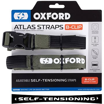 

OXFORD zavazadlové popruhy Atlas B-Clip, 2 ks, 26 mm × 2 m, zelené