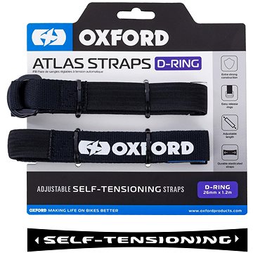 

OXFORD zavazadlové popruhy Atlas D-Ring, 2 ks, 26 mm × 1,2 m, černé