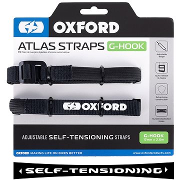 

OXFORD zavazadlové popruhy Atlas G-Hook, 17 mm × 2 m, černé