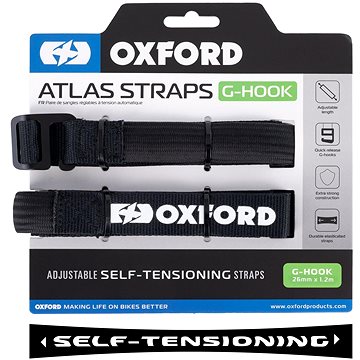 

OXFORD zavazadlové popruhy Atlas G-Hook, 2 ks, 26 mm × 1,2 m, černé