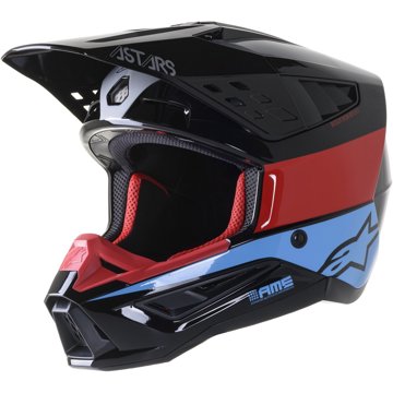 ALPINESTARS přilba S-M5 BOND, 2023, černá/červená/azurová lesklá, vel. XL