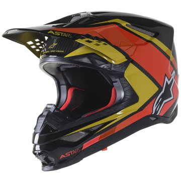ALPINESTARS přilba SUPERTECH S-M10 CARBON META2, 2023, černá/žlutá/oranžová lesklá, vel. XL