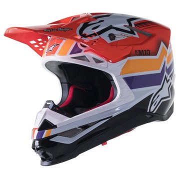 ALPINESTARS přilba SUPERTECH S-M10 edice TROY LEE DESIGNS, 2023, oranžová/žlutá/fialová/bílá/černá,