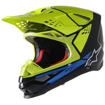 ALPINESTARS přilba SUPERTECH S-M8 FACTORY, 2023, černá/žlutá fluo/modrá lesklá, vel. XL