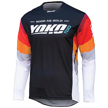 YOKO Motokrosový dres TWO, černo/bílo/červený, vel. S