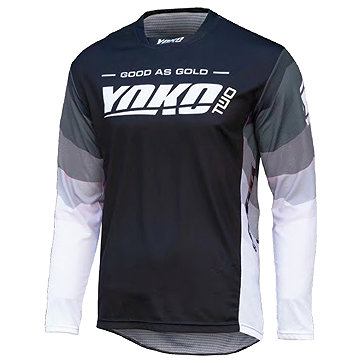 YOKO Motokrosový dres TWO, černo/bílo/šedý, vel. M