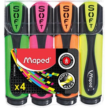 MAPED Fluo Peps UltraSoft - sada 4 barev - Zvýrazňovač