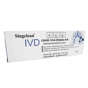 

1x Singclean antigenní test na COVID/Chřipka A+B (z přední části nosu nebo úst)