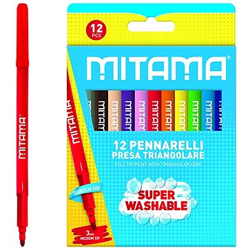 MITAMA omyvatelné, 3 mm, trojhranné - sada 12 barev