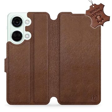 

Mobiwear kožený flip pro OnePlus Nord 3 5G - Hnědé - L_BRS