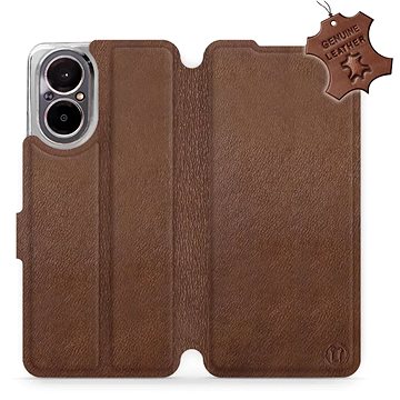 

Mobiwear kožené flip knížkové pro Realme C67 - Hnědé - L_BRS