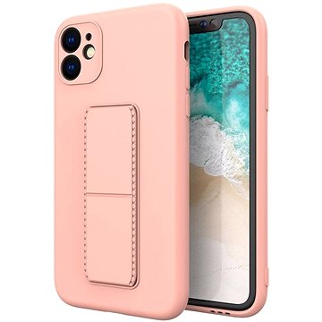 

Kickstand silikonový kryt na iPhone 12 mini, růžový