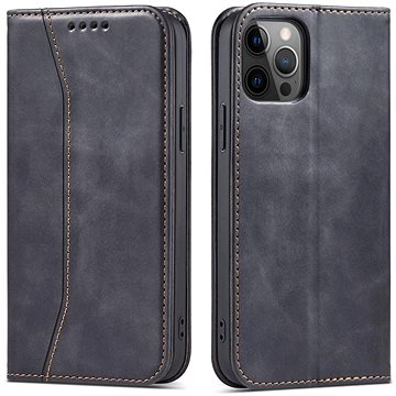 

Magnet Fancy knížkové kožené pouzdro na iPhone 12 Pro Max, černé