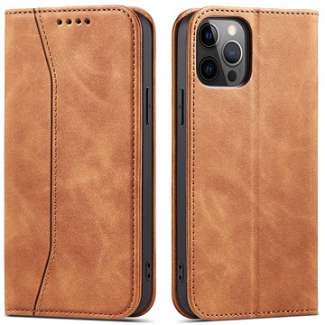 

Magnet Fancy knížkové kožené pouzdro na iPhone 12 Pro Max, hnědé