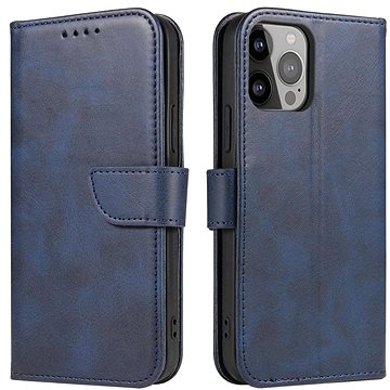 

Magnet knížkové kožené pouzdro na iPhone 14, modré