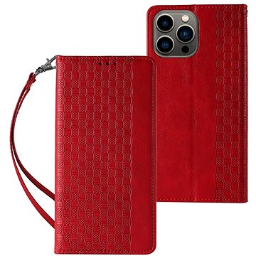 

Magnet Strap knížkové kožené pouzdro na iPhone 12 Pro Max, červené