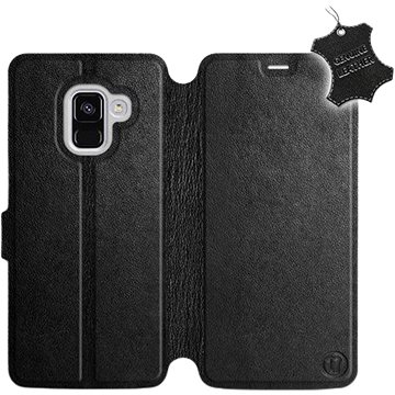 

Flip pouzdro na mobil Samsung Galaxy A8 2018 - Černé - kožené - Black Leather