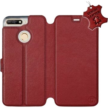 

Flip pouzdro na mobil Huawei Y6 Prime 2018 - Tmavě červené - kožené - Dark Red Leather