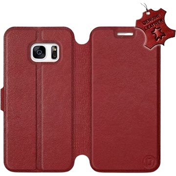 

Flip pouzdro na mobil Samsung Galaxy S7 - Tmavě červené - kožené - Dark Red Leather