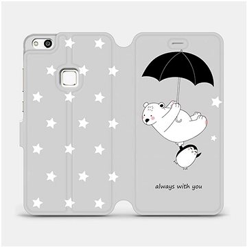

Flipové pouzdro na mobil Huawei P10 Lite - MH08P Méďa a tučňák - always with you
