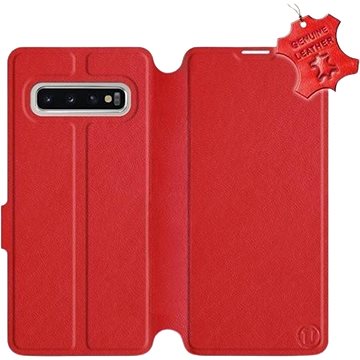 

Flip pouzdro na mobil Samsung Galaxy S10 - Červené - kožené - Red Leather