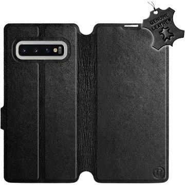 

Flip pouzdro na mobil Samsung Galaxy S10 Plus - Černé - kožené - Black Leather