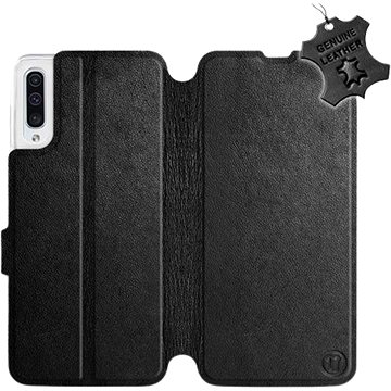 

Flip pouzdro na mobil Samsung Galaxy A50 - Černé - kožené - Black Leather