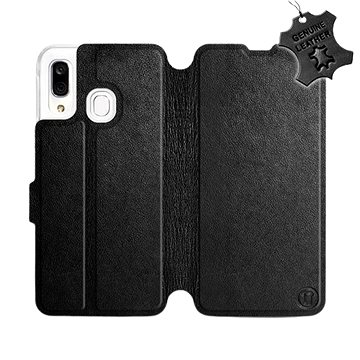 

Flip pouzdro na mobil Samsung Galaxy A40 - Černé - kožené - Black Leather