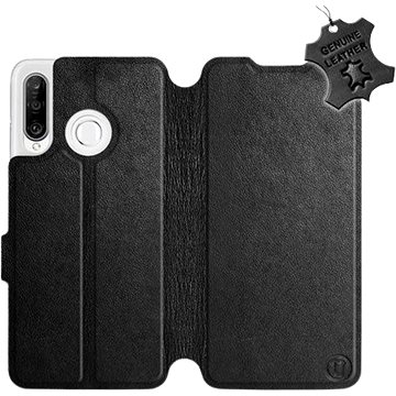

Flip pouzdro na mobil Huawei P30 Lite - Černé - kožené - Black Leather