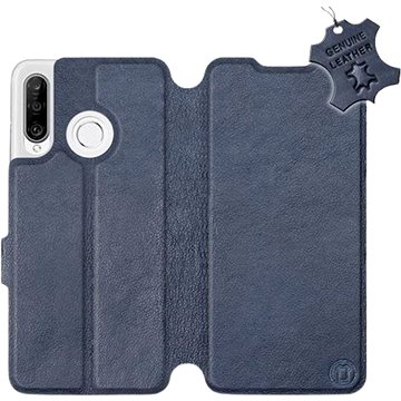 

Flip pouzdro na mobil Huawei P30 Lite - Modré - kožené - Blue Leather