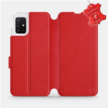 

Flip pouzdro na mobil Samsung Galaxy A51 - Červené - kožené - Red Leather