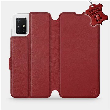 

Flip pouzdro na mobil Samsung Galaxy A51 - Tmavě červené - kožené - Dark Red Leather