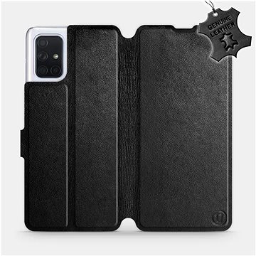 

Flip pouzdro na mobil Samsung Galaxy A71 - Černé - kožené - Black Leather