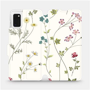 

Flipové pouzdro na mobil Samsung Galaxy A41 - MD03S Tenké rostlinky s květy