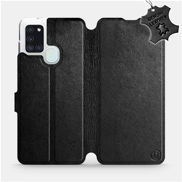 

Flip pouzdro na mobil Samsung Galaxy A21S - Černé - kožené - Black Leather