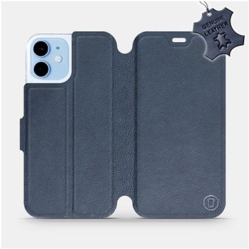 

Flipové pouzdro na mobil Apple iPhone 12 mini - Modré - kožené - Blue Leather