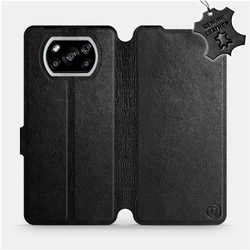 

Flipové pouzdro na mobil Xiaomi POCO X3 NFC - Černé - kožené - Black Leather