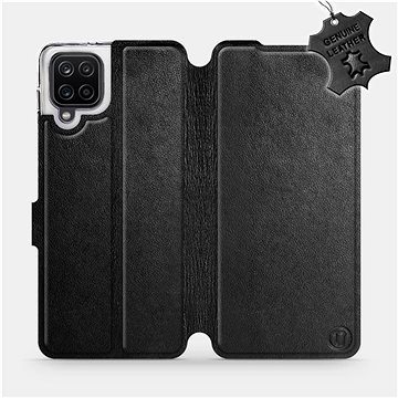 

Flip pouzdro na mobil Samsung Galaxy A12 - Černé - kožené - Black Leather
