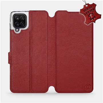 

Flip pouzdro na mobil Samsung Galaxy A12 - Tmavě červené - kožené - Dark Red Leather