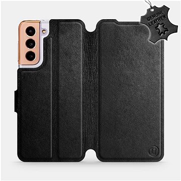 

Flip pouzdro na mobil Samsung Galaxy S21 5G - Černé - kožené - Black Leather