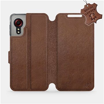 

Kožené flip pouzdro Samsung Galaxy Xcover 5 - Hnědé - Brown Leather