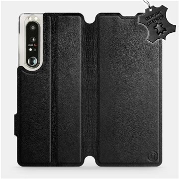 

Kožené flip pouzdro na mobil Sony Xperia 1 III - Černé - Black Leather