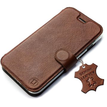 

Mobiwear Kožené flip pouzdro pro Apple iPhone 13 Mini - Hnědé - L_BRS