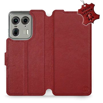 

Kožené Mobiwear flip knížkové pro Motorola EDGE 50 Ultra - Tmavě červené - L_DRS