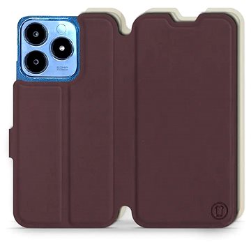 

Mobiwear Soft Touch flip knížkové pro Realme C63 - Bordové & Béžové