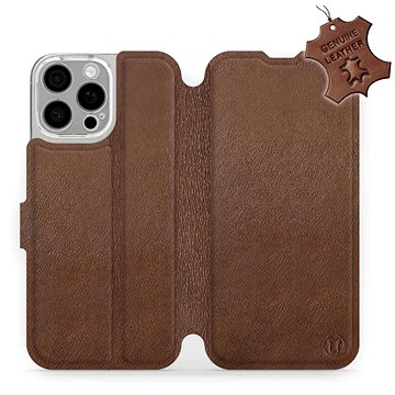 

Kožené Mobiwear flip knížkové pro Apple iPhone 16 Pro Max - Hnědé - L_BRS