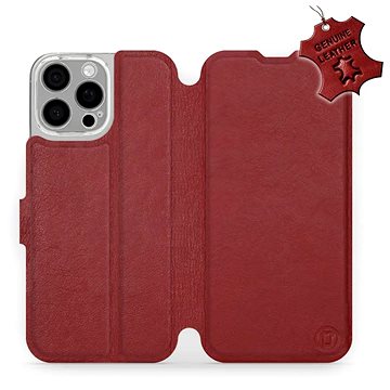 

Kožené Mobiwear flip knížkové pro Apple iPhone 16 Pro Max - Tmavě červené - L_DRS
